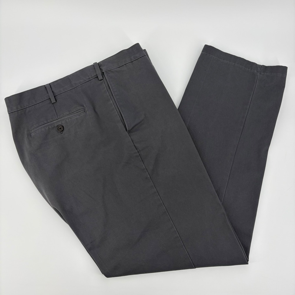 Lands End Mens 42 Traditional Fit Chino Pants Charcoal Gray Cotton‎ Straight Leg